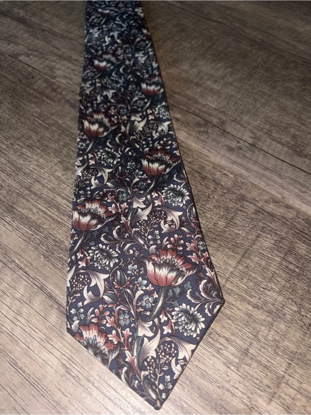 Oscar de la Renta Floral Tie in Navy, Brown and Cream